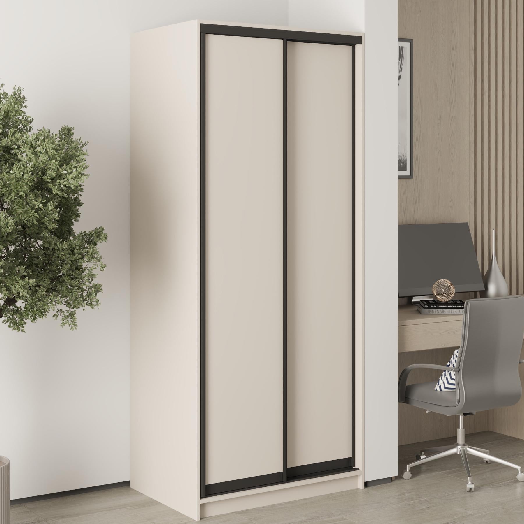 Шафа-купе дводверна MebelStar Стандарт BG 2 ДСП 90x45x210 см Кашемір (MBS-10848)