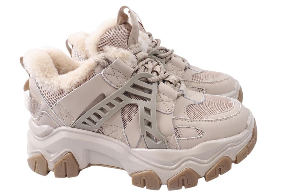 Кроссовки женские Gifanni из кожи р. 40 Бежевый (104-22ZK 40)