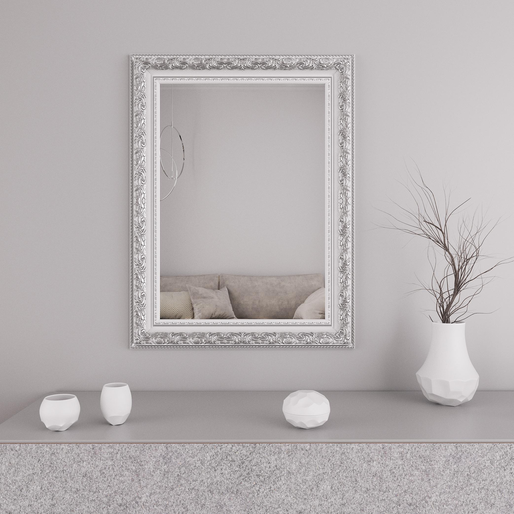 Зеркало настенное Black Mirror 86х66 Белый с патиной серебра (8731А-64S)