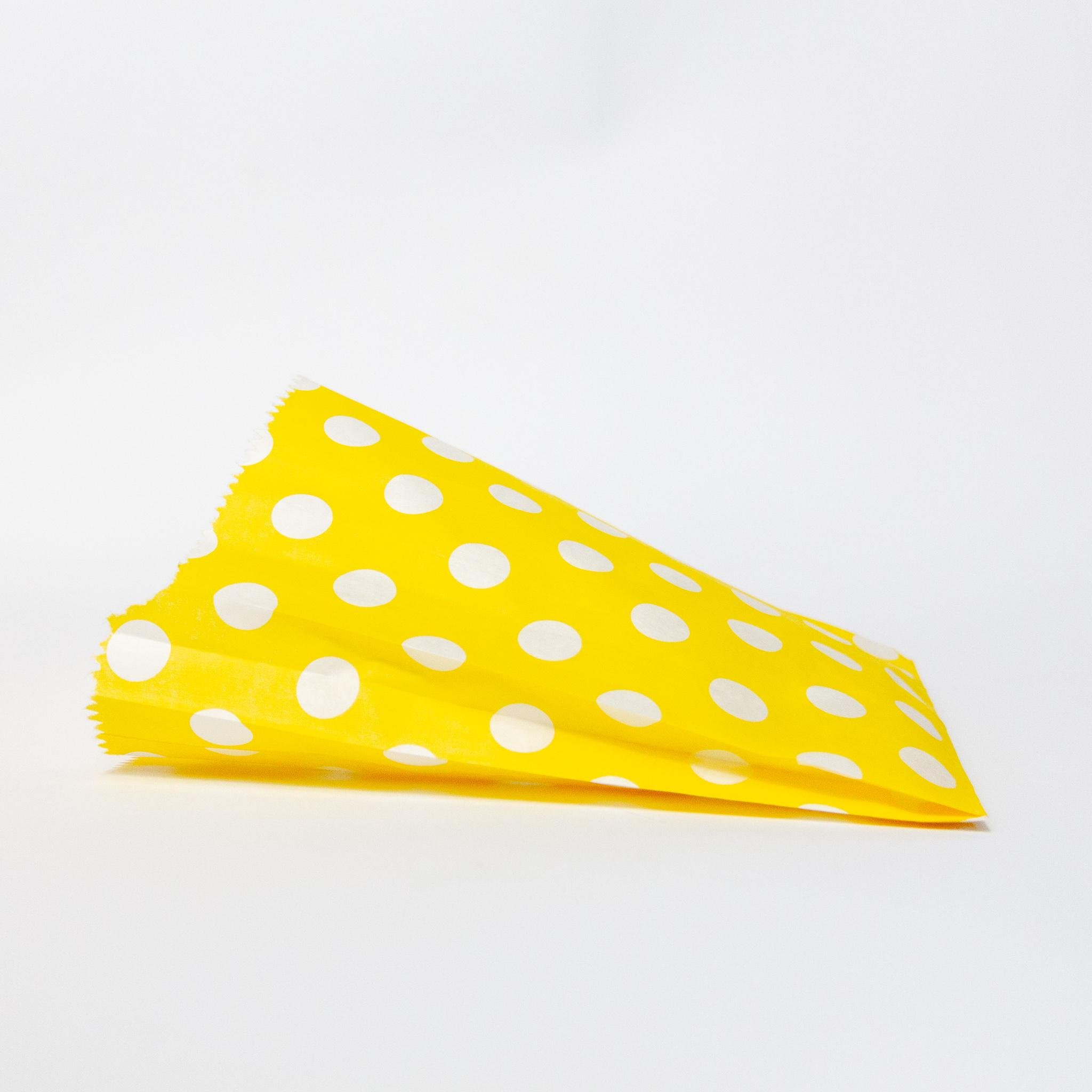 Пакет бумажный подарочный саше Eko-kraft 170х30х230 мм 100 шт. в белый горошек Жёлтый