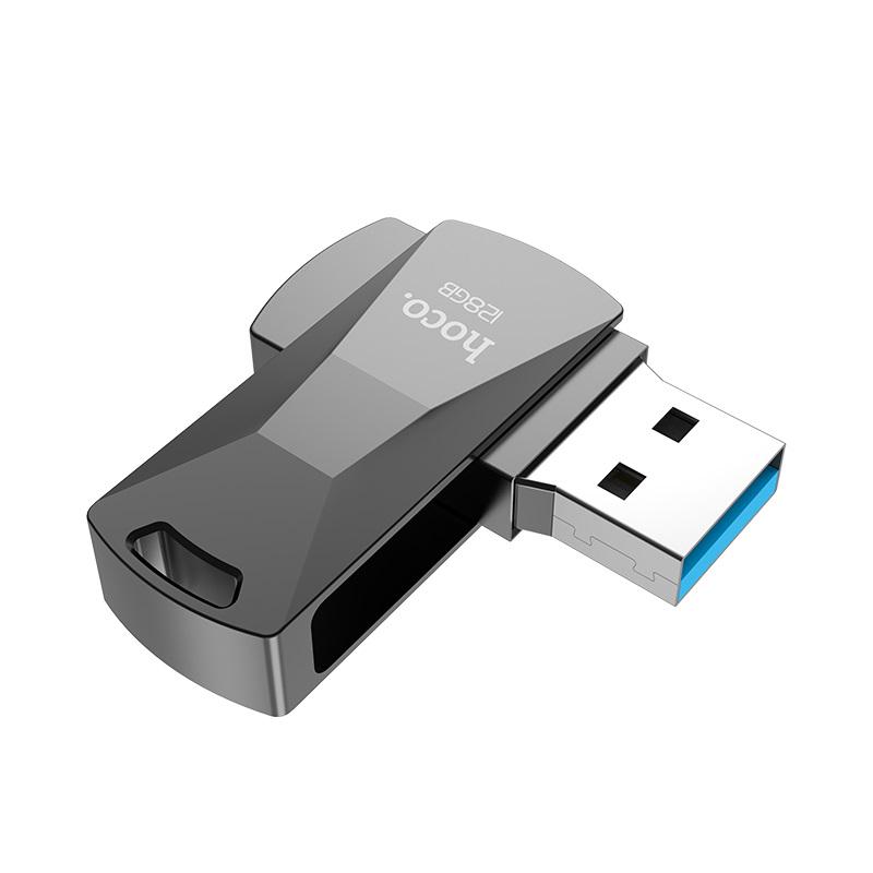 Флеш-накопитель Hoco 128 Gb UD5 USB 3,0 повышенная скорость Металлик