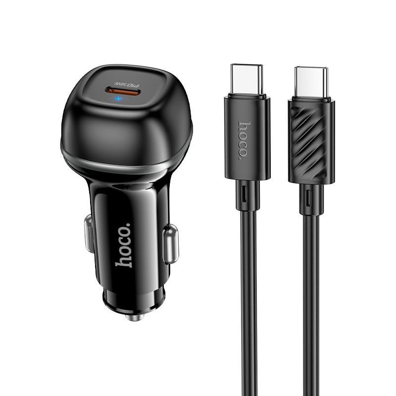 Зарядний адаптер для авто Hoco Z58 30 Вт USB-C порт PD/QC швидке заряджання Type-C Чорний (30142050)