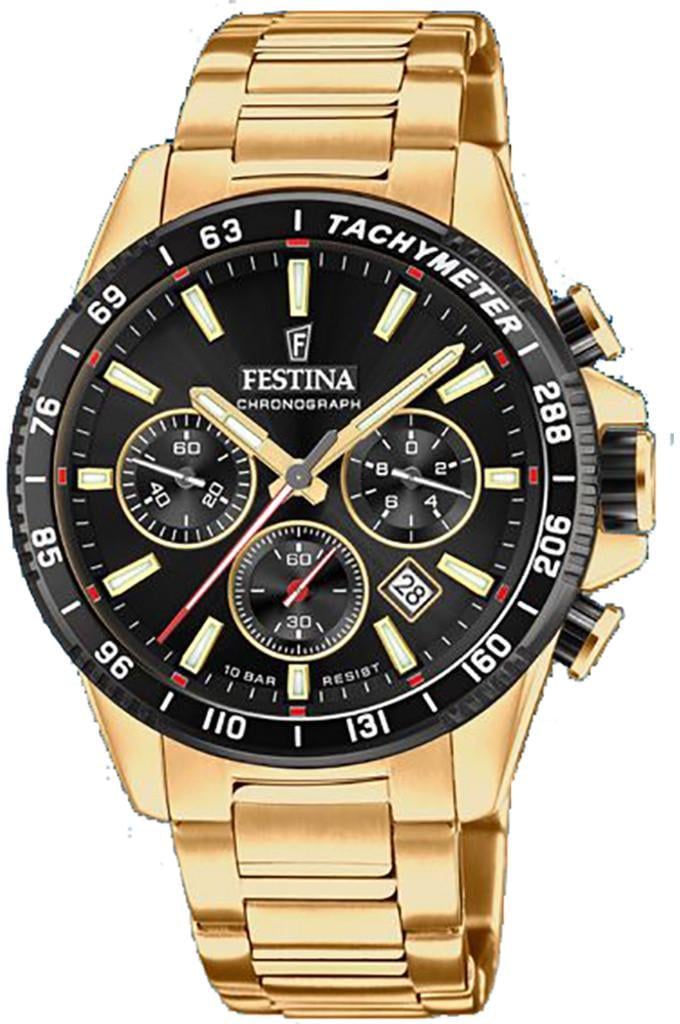 Наручные часы мужские Festina F20634/5 Timeless Chronograph со стальным корпусом WR 100 м и черным циферблатом