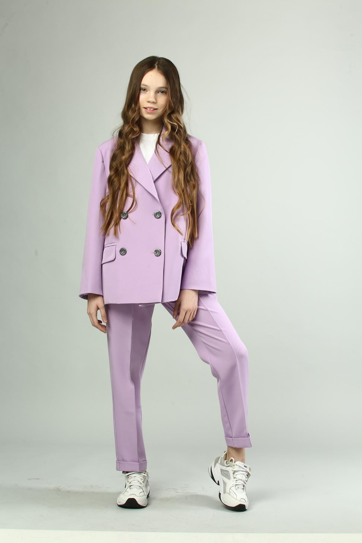 Костюм школьный для девочки пиджак и брюки IRmAS 1139 164 см Лавандовый