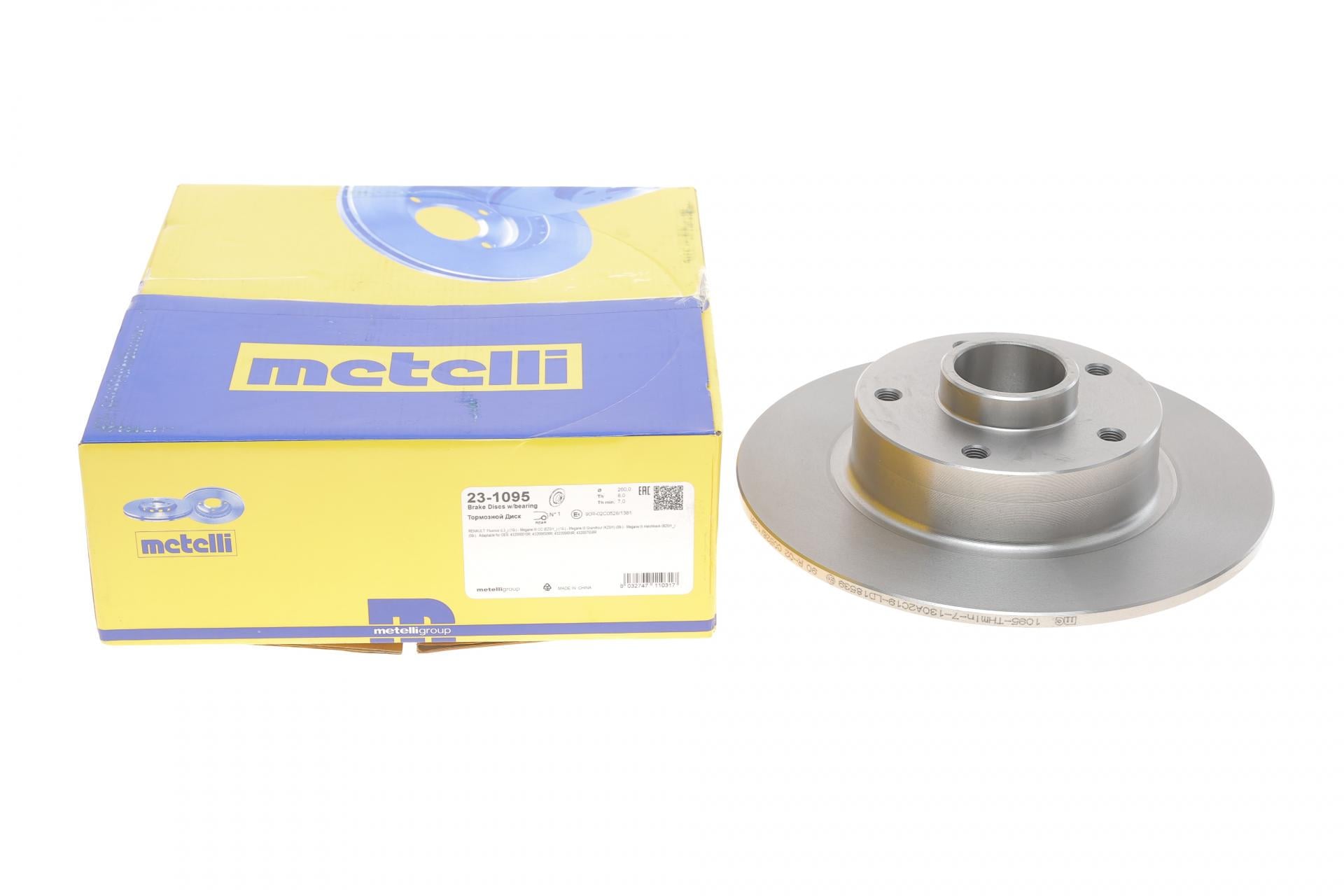 Диск тормозной задний METELLI Renault Megane III/Scenic III 08- с подшипником ABSd 260x8 мм (23-1095 METELLI)