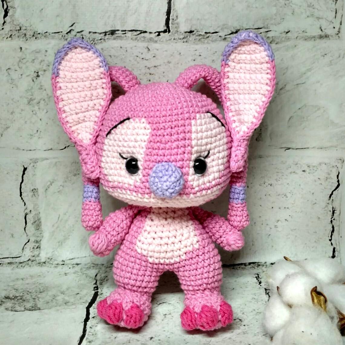 Мягкая игрушка ручной работы вязаная амигуруми Hand Made Стич Ангел 17 см Розовый (202-92-1)