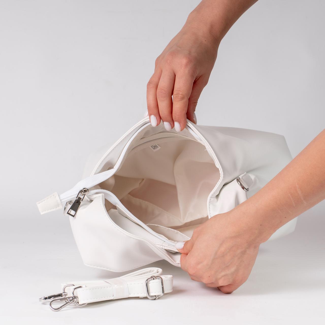 Сумка женская хобо с длинным ремешком KVITUCHA №52-24 Белый - фото 3 Сумка женская хобо с длинным ремешком KVITUCHA №52-24 Белый - фото 3