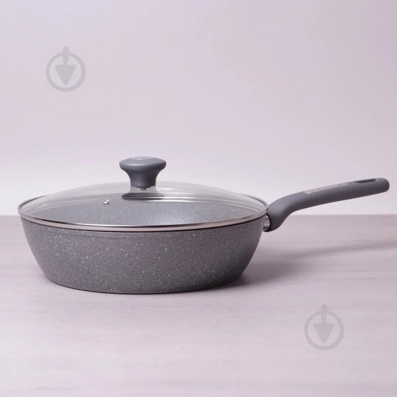 Сотейник Kamille из литого алюминия с гранитным покрытием и крышкой для индукции и газа 28 см