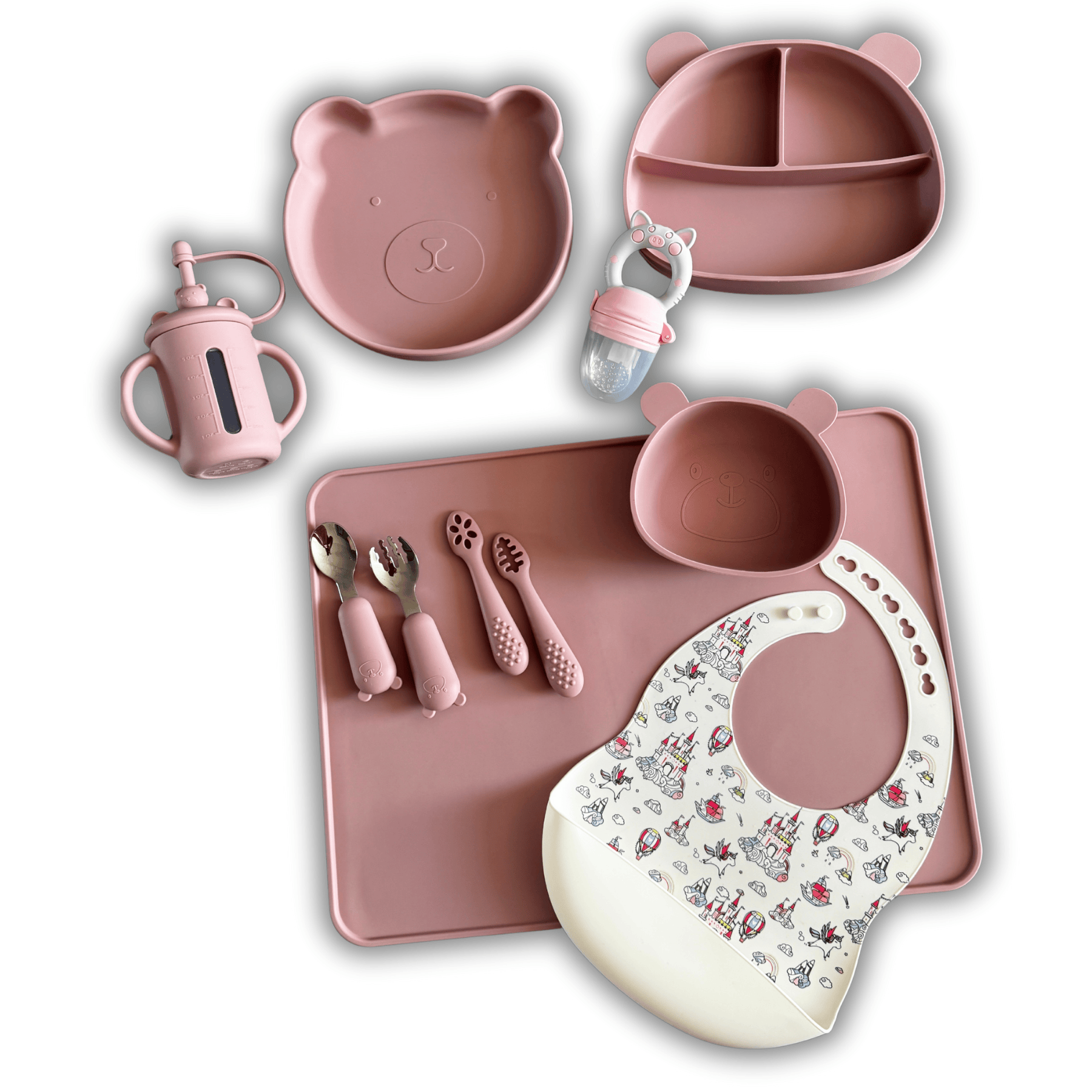 Набор силиконовой посуды "Мишка-плюс" для прикорма Пудровый (100-11) Набор силиконовой посуды "Мишка-плюс" для прикорма Пудровый (100-11)