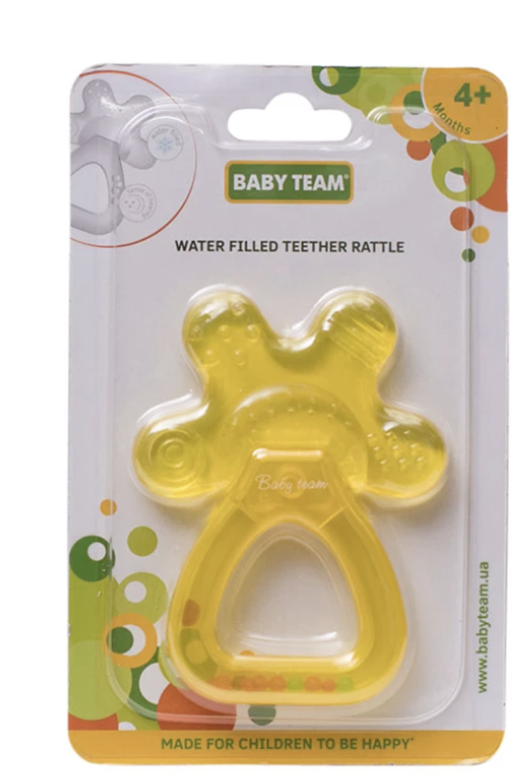 Прорезыватель-погремушка с водой Baby team 4+ Желтый (4036) - фото 2