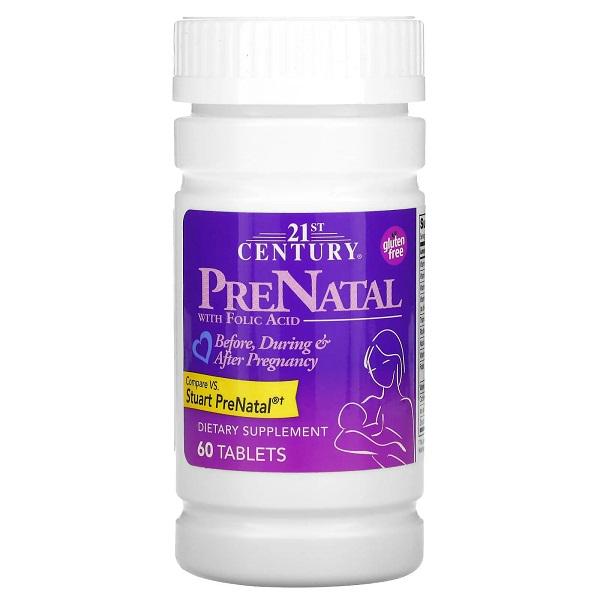 Витаминно-минеральный комплекс 21st Century PreNatal with Folic Acid 60 Tabs (CEN27310)