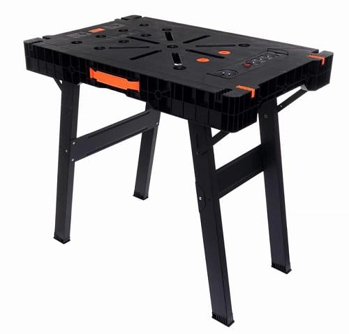 Рабочий стол верстак для мастерской и дома складной с розетками Черный