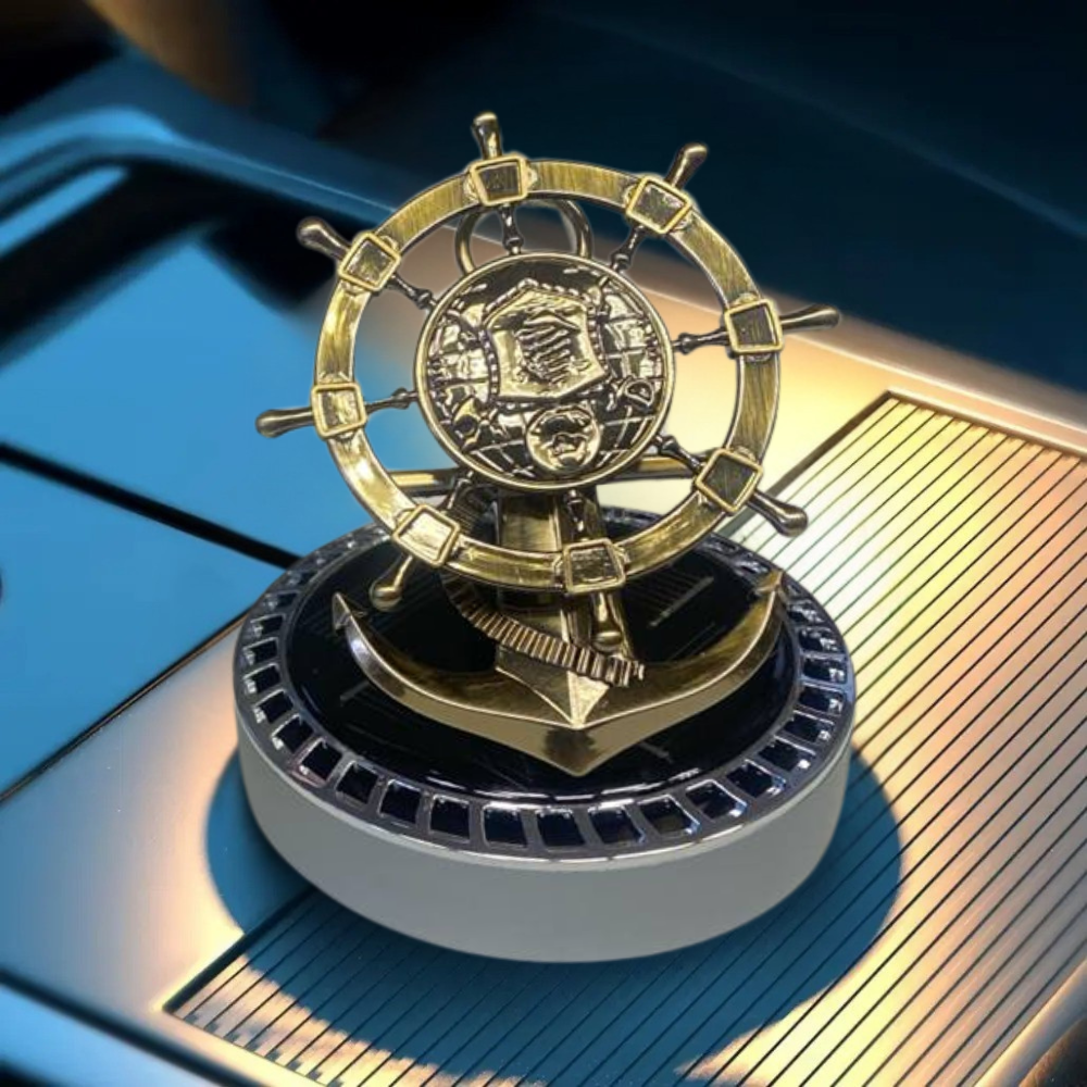 Ароматизатор автомобильный Корабельный штурвал многоразовый на солнечной батарее Серый (QY-247_grey)