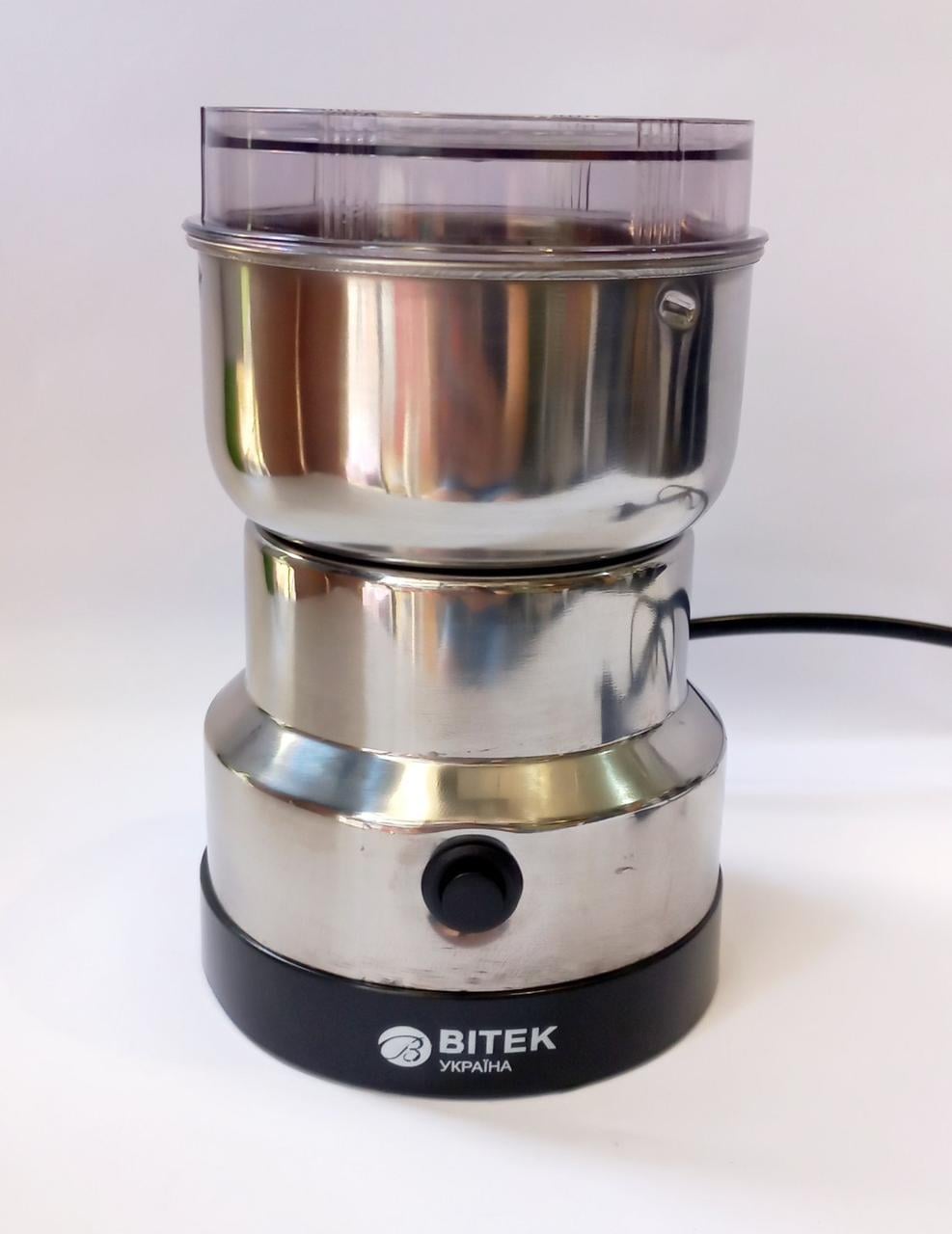 Кофемолка электрическая ВИТЕК Серая 300 Вт нержавеющая сталь для кофе и специй (ВТ-7113)