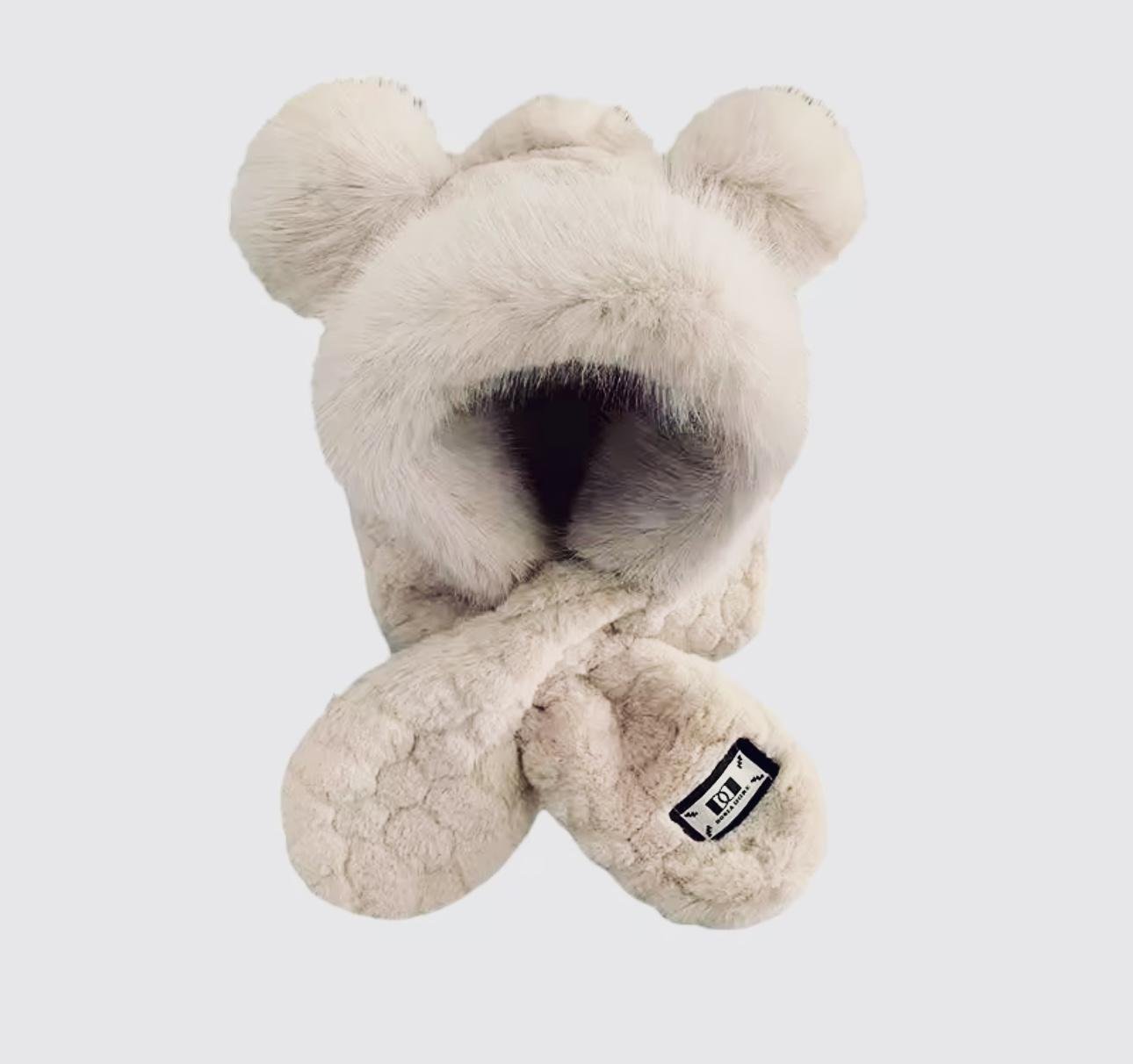 Шапка-капюшон шарф с ушками 2в1 Молочный