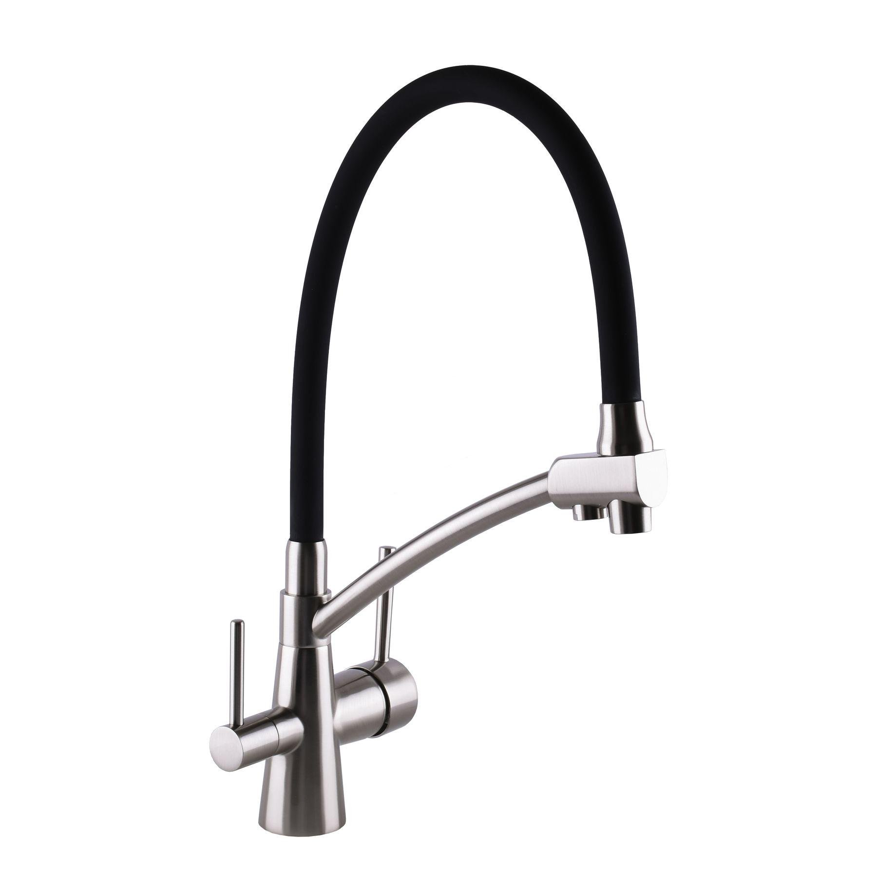 Змішувач для кухні Globus Lux Lazer GLLR-0700-8-STSTEEL 000021999 на дві води Сатин (115420)