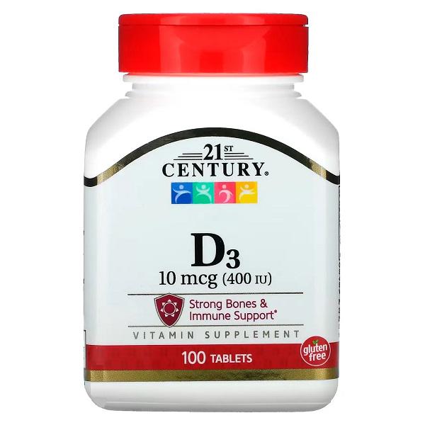 Витамин D 21st Century Vitamin D3 400 IU 10 mcg 100 Tabs