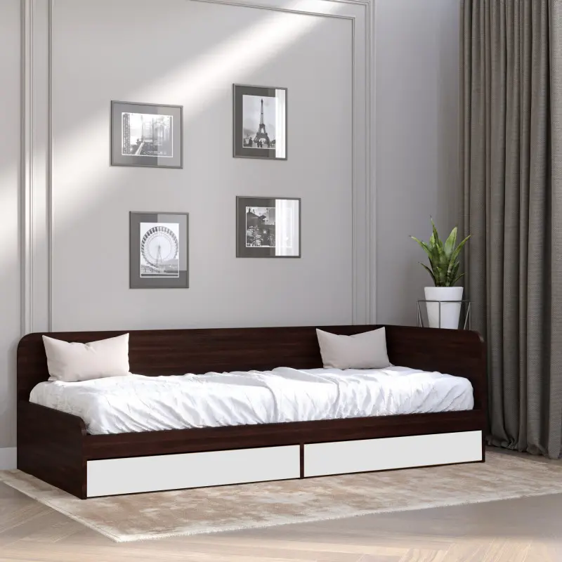 Ліжко односпальне Соната з шухлядами 80х190 см Венге темний/Білий (26760224) - фото 2