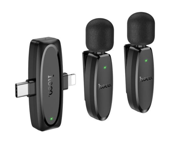 Микрофон петличный беспроводной Hoco L15 Lightning 2 шт. Black