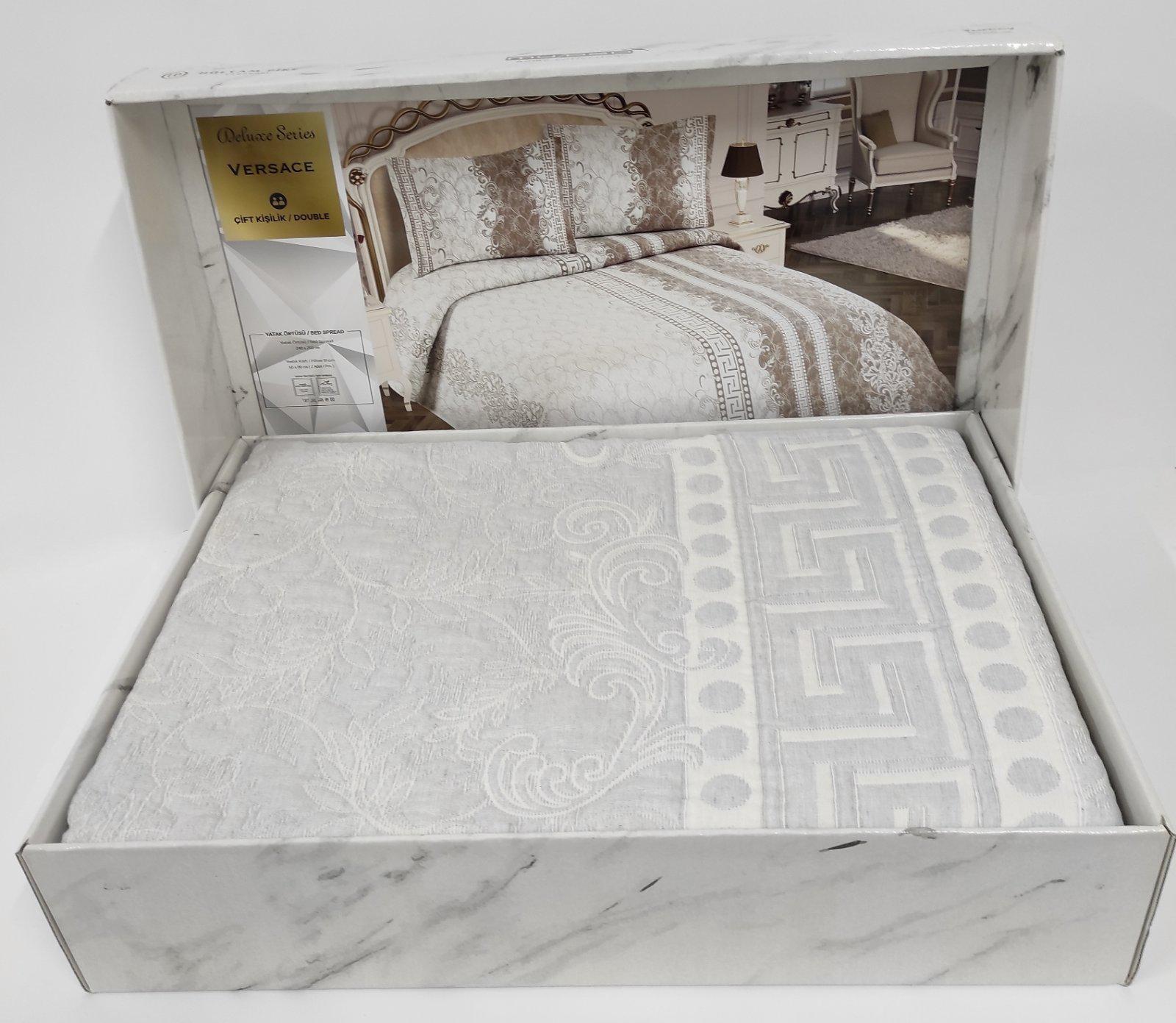 ᐉ Покрывало My Bed Жаккард 240x260 с наволочками Versace Grey (CN6182 ...
