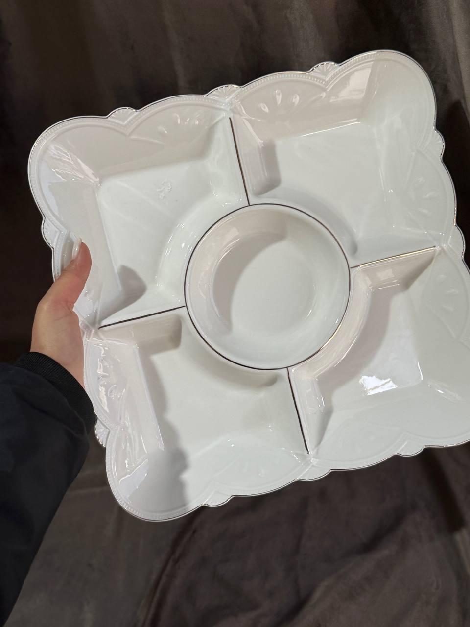 Менажниця керамічна YIWU HP-20-26 5-ти секційна 32 см Білий (HP-20-26) - фото 2