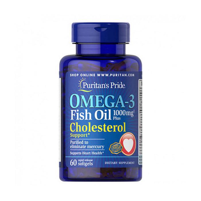 Рыбий жир Puritan's Pride Omega-3 Fish Oil Plus Cholesterol Support 1000 мг 60 капс. (08969-01)