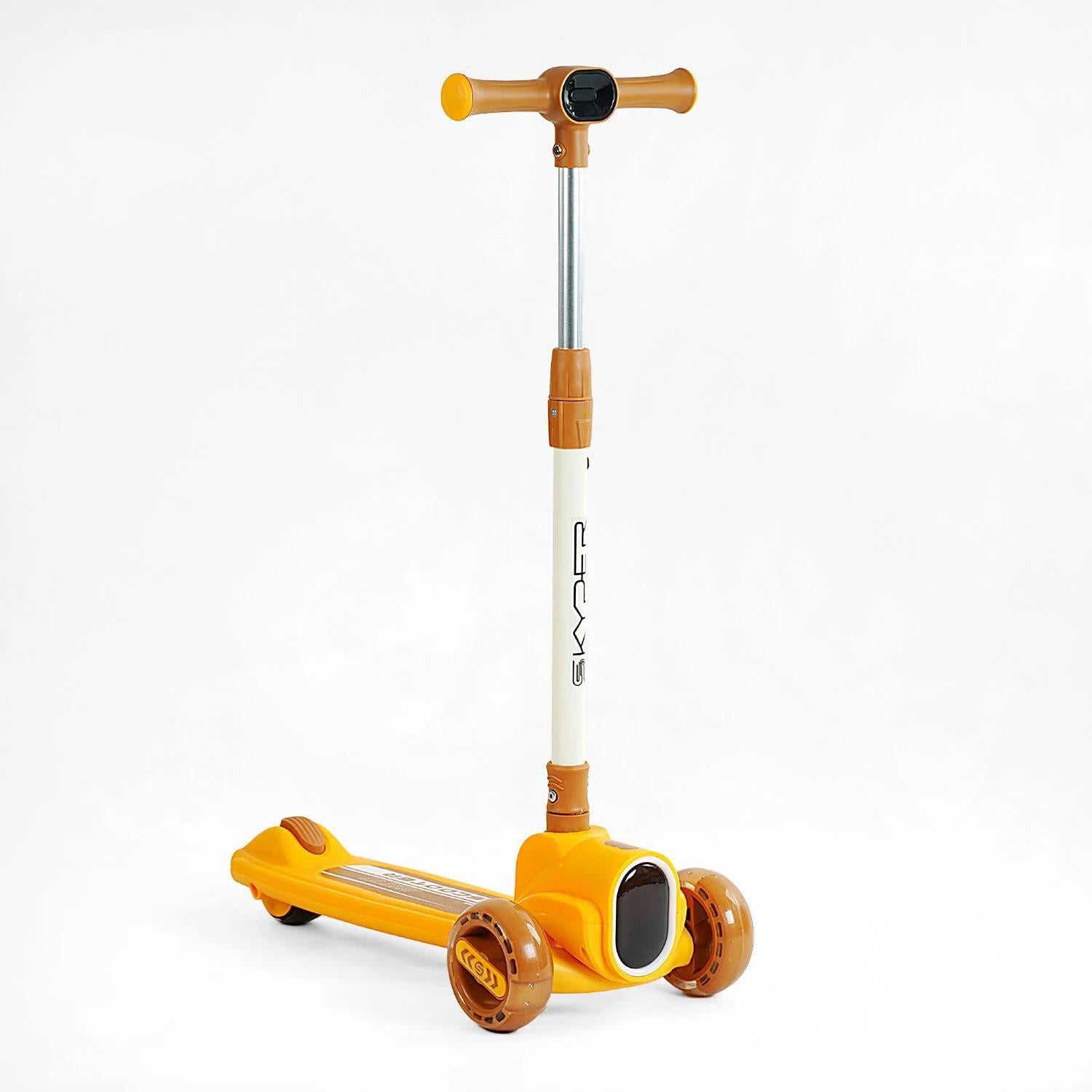Самокат триколісний Skyper/колеса PU зі світлом/музика/кермо складане 125х47 мм Orange (153417)