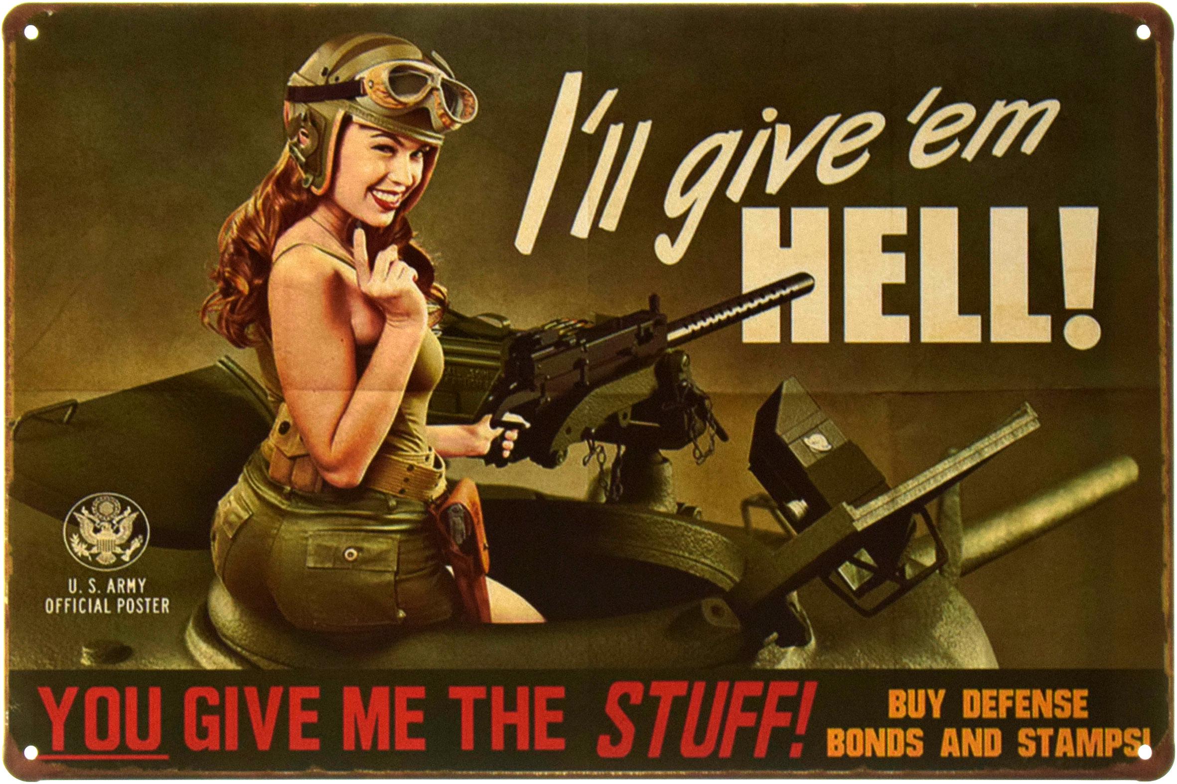 Табличка металлическая Я Устрою Им Ад!/I'll Give'em Hell! Pin Up 20x30 см