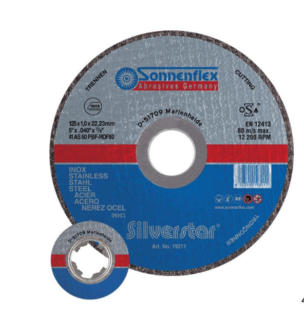 Диск отрезной Sonnenflex AS 60 P BF 125x1x22,2 мм по нержавеющей стали тип 41 (INKRU00000N125102S)