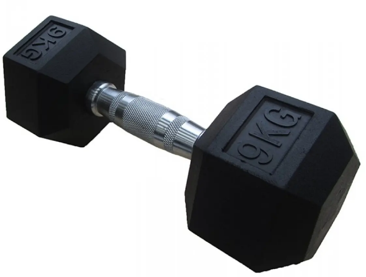 Гантель шестигранная резиновая HouseFit DD 6442-9 гексагональная хромированная 9 кг (2021103153)