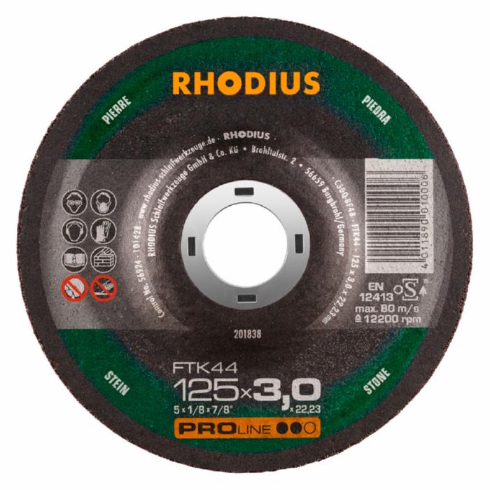 Круг відрізний по каменю Rhodius Pro FTK44 12200 об/хв 125x3,0х22,2 мм 201838 (13991)