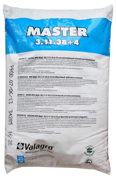 Удобрение комплексное минеральное Valagro Master NPK 3.11.38+4 25 кг