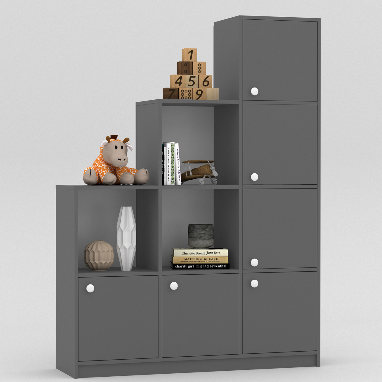 Стеллаж в детскую комнату Kompanit 120,6х35,2х166 см Антрацит (2087552874) Стеллаж в детскую комнату Kompanit 120,6х35,2х166 см Антрацит (2087552874)