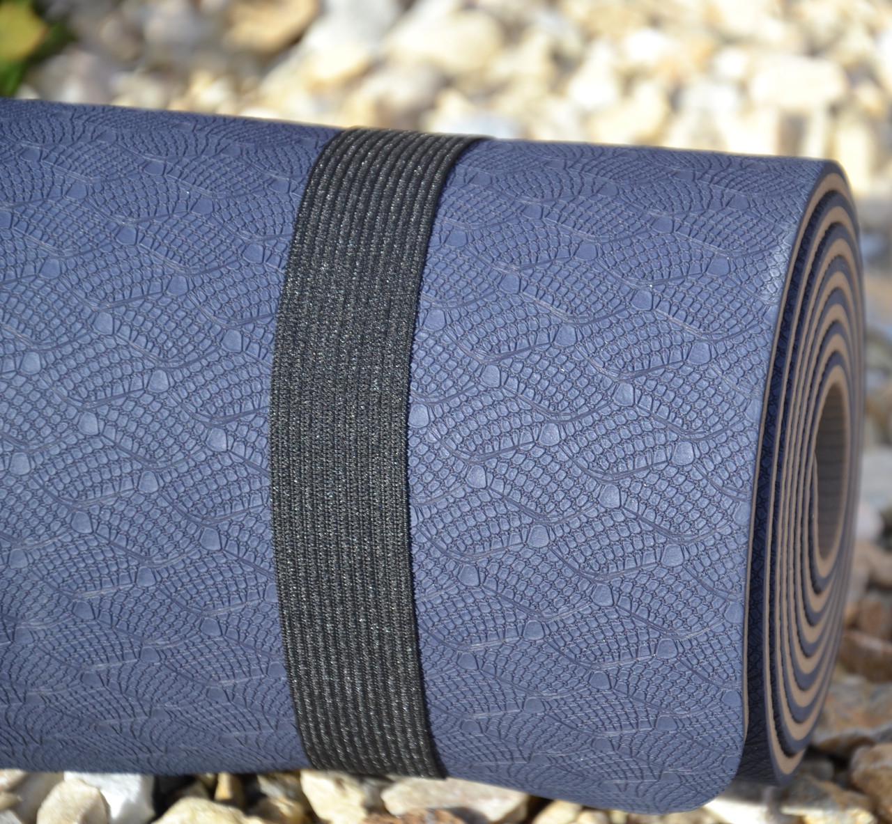 Коврик для йоги и фитнеса PowerPlay 4150 TPE Premium Performance Mat 183x61x0,6 мм Синий (A-011857) - фото 7