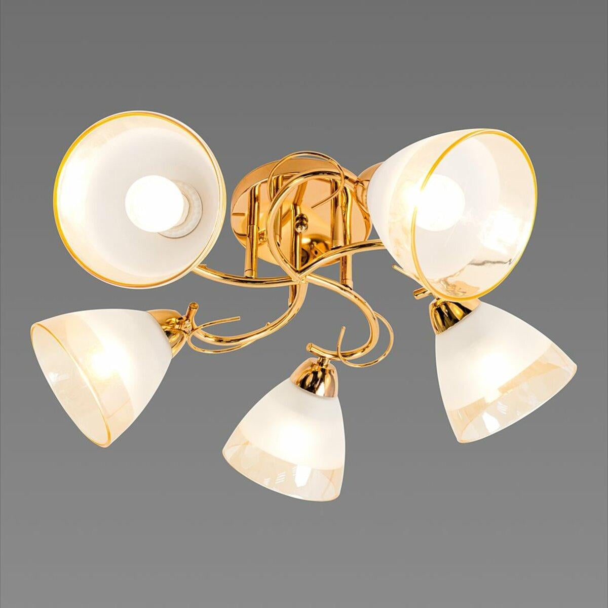 Люстра Sirius на пять стеклянных плафонов под лампу Е27 Золотой (Л 8112/5 FG)