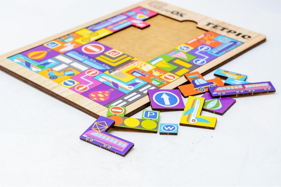 Пазл сортер дерев'яний для дітей PuzzleOK Тетріс Транспорт 30 деталей - фото 2 Пазл сортер дерев'яний для дітей PuzzleOK Тетріс Транспорт 30 деталей - фото 2