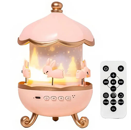 Нічник Карусель Зайчиків WH-E11-01 з пультом (23762230)