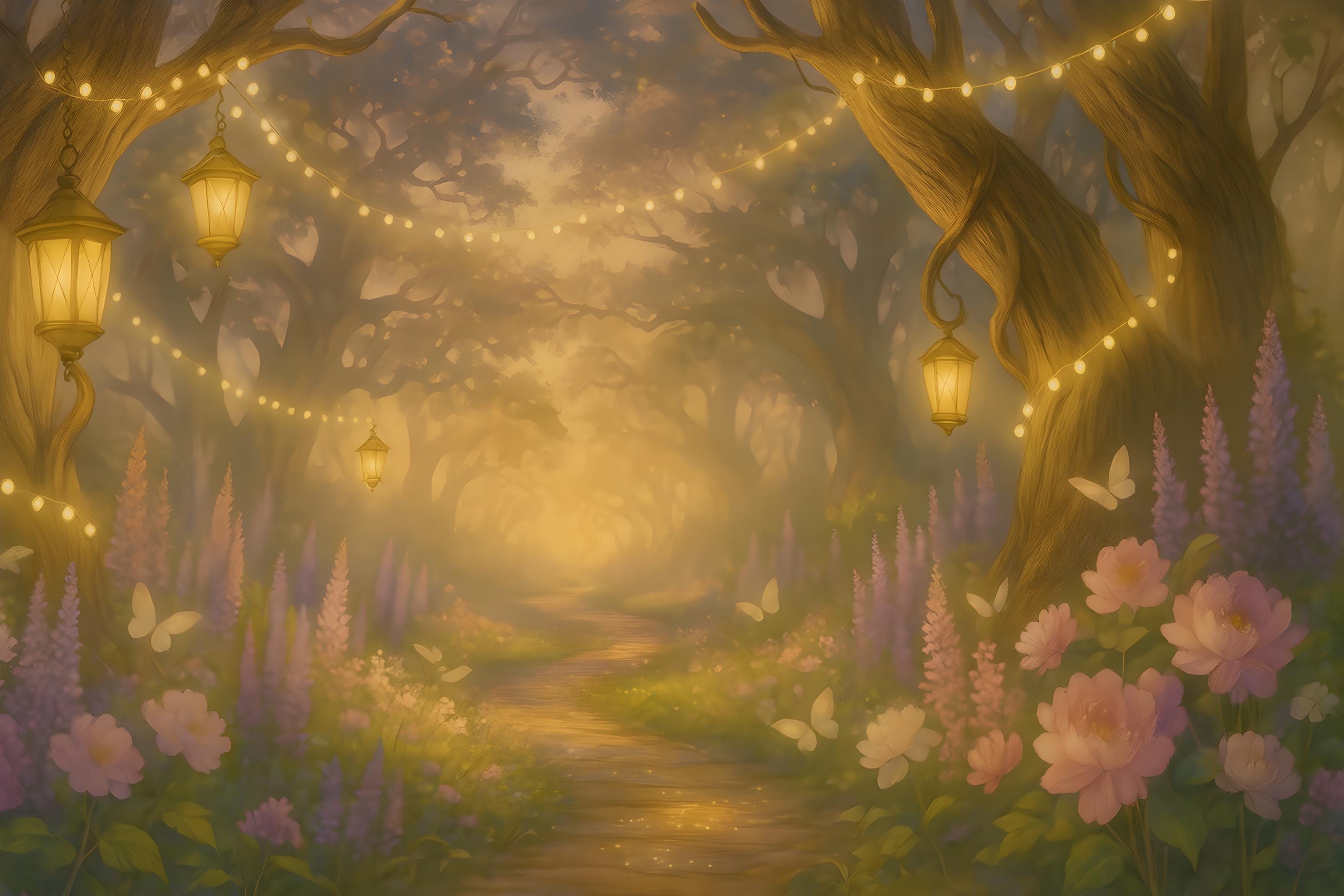 Фотошпалери флізелінові Upstream Акварельний ліс у золотому світлі 180х120 см (S5KID-098/2)