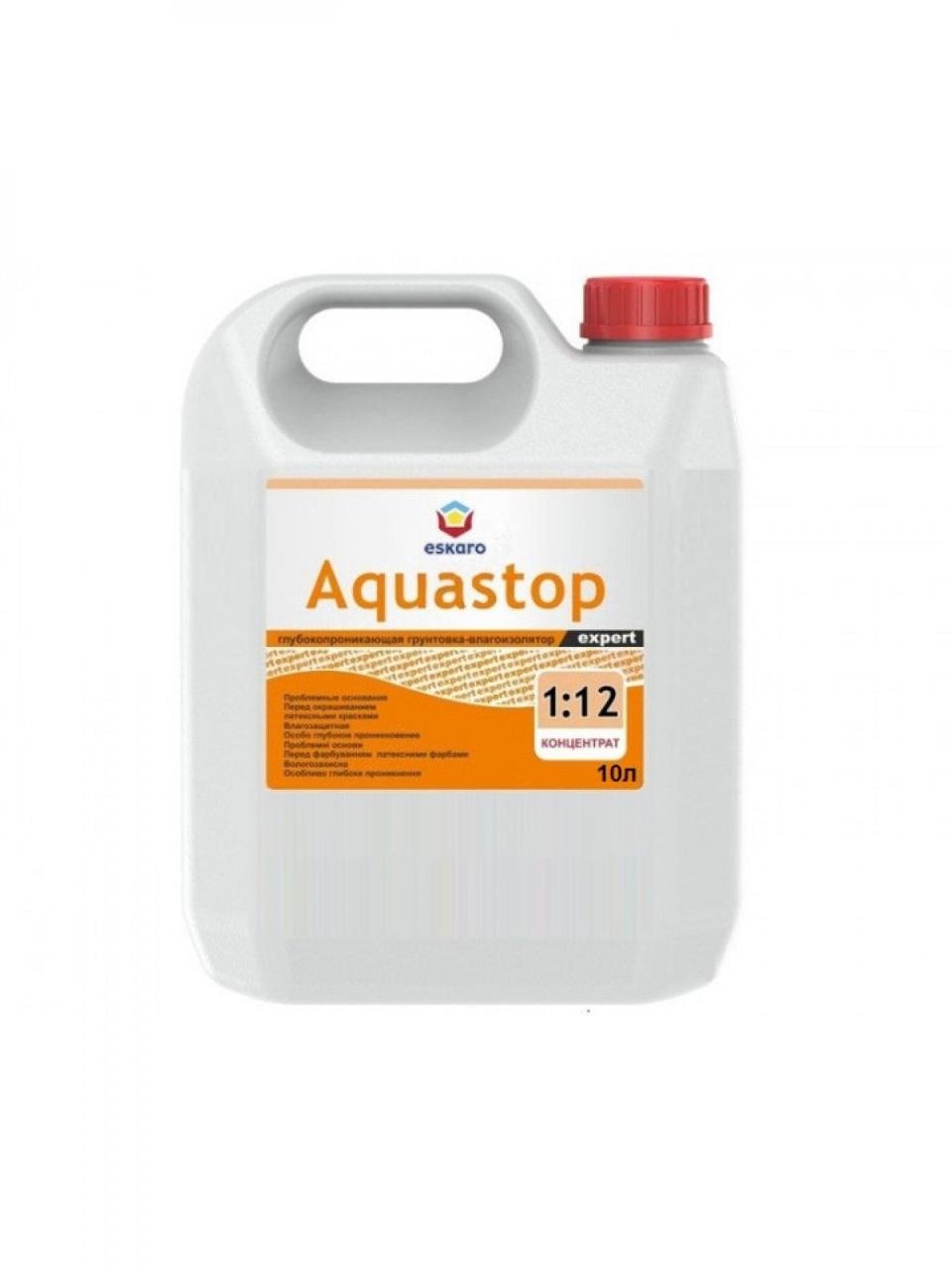 Грунтовка глубоко проникающая концентрат ESKARO AQUASTOP EXPERT влагоизоляционная 10 л
