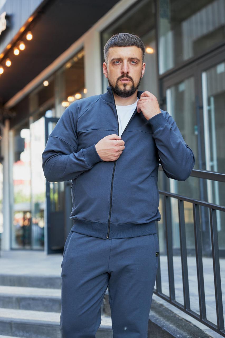 Кофта чоловіча М143.2 на замку 2х нитка XXL Синій (188-1-64)