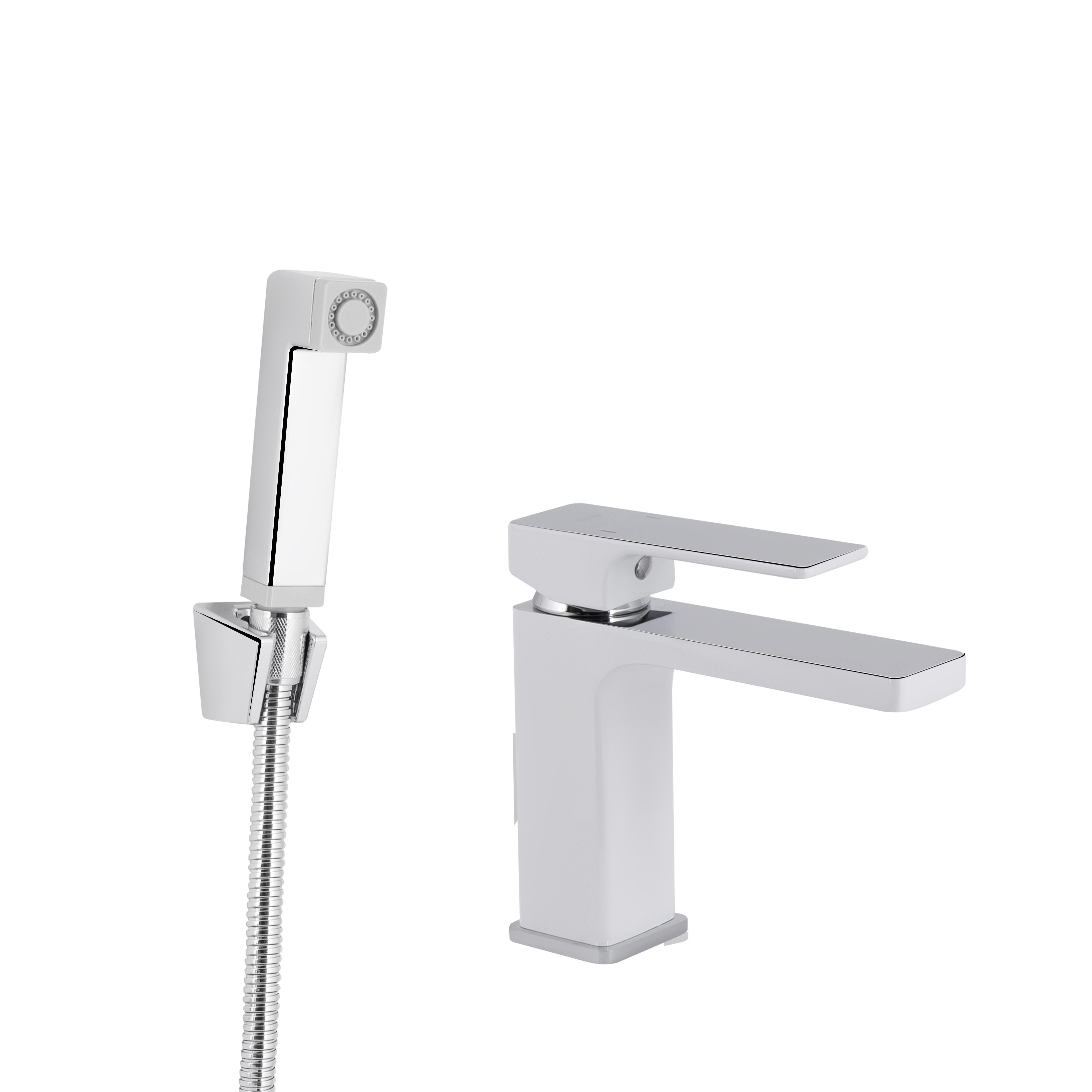 Смеситель для раковины Qtap Gemini с гигиеническим душем QTGEM272CRW45691 Chrome/White (SD00051815)
