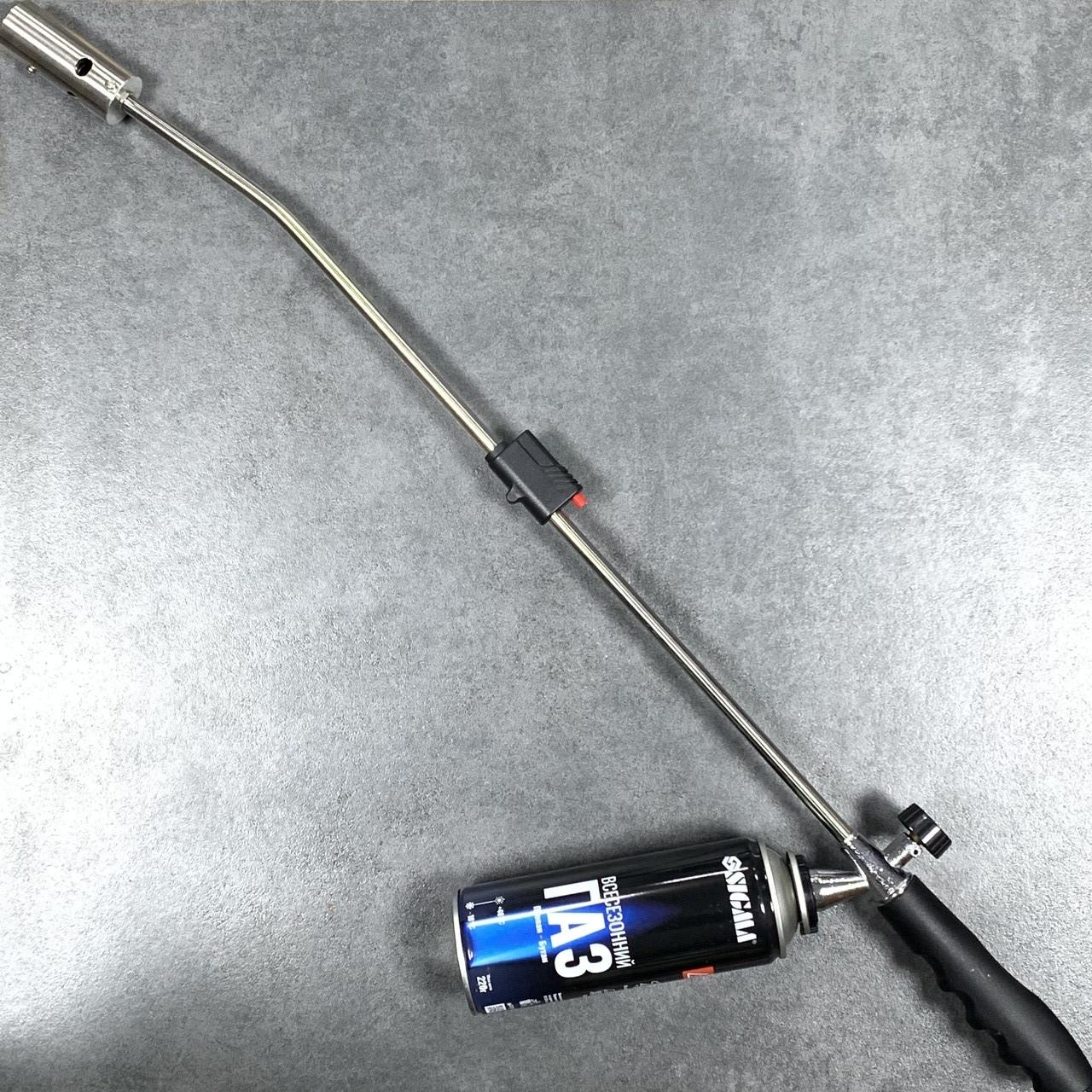 Горелка газовая с пьезоподжигом 800мм из нержавейки сопло Ø30мм х 70мм 1300°С под цанговый газовый баллон Горелка газовая с пьезоподжигом 800мм из нержавейки сопло Ø30мм х 70мм 1300°С под цанговый газовый баллон