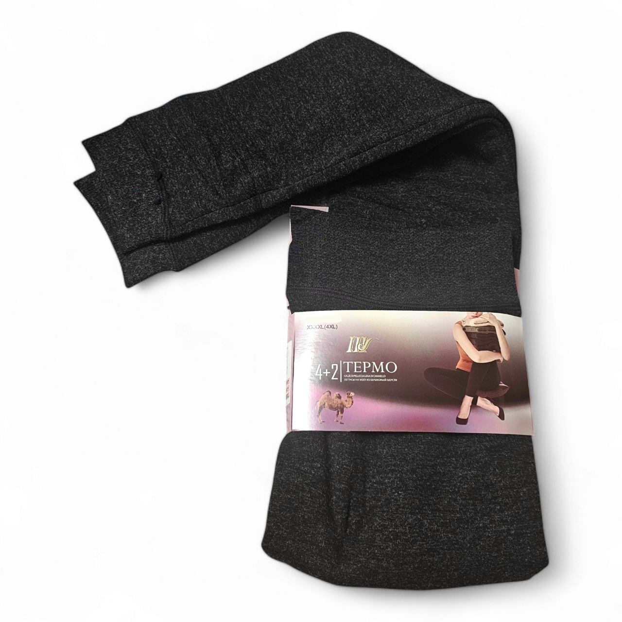 Термолосини жіночі ШУГУАН безшовні верблюжа вовна 5XL Чорний (2390915381) - фото 3