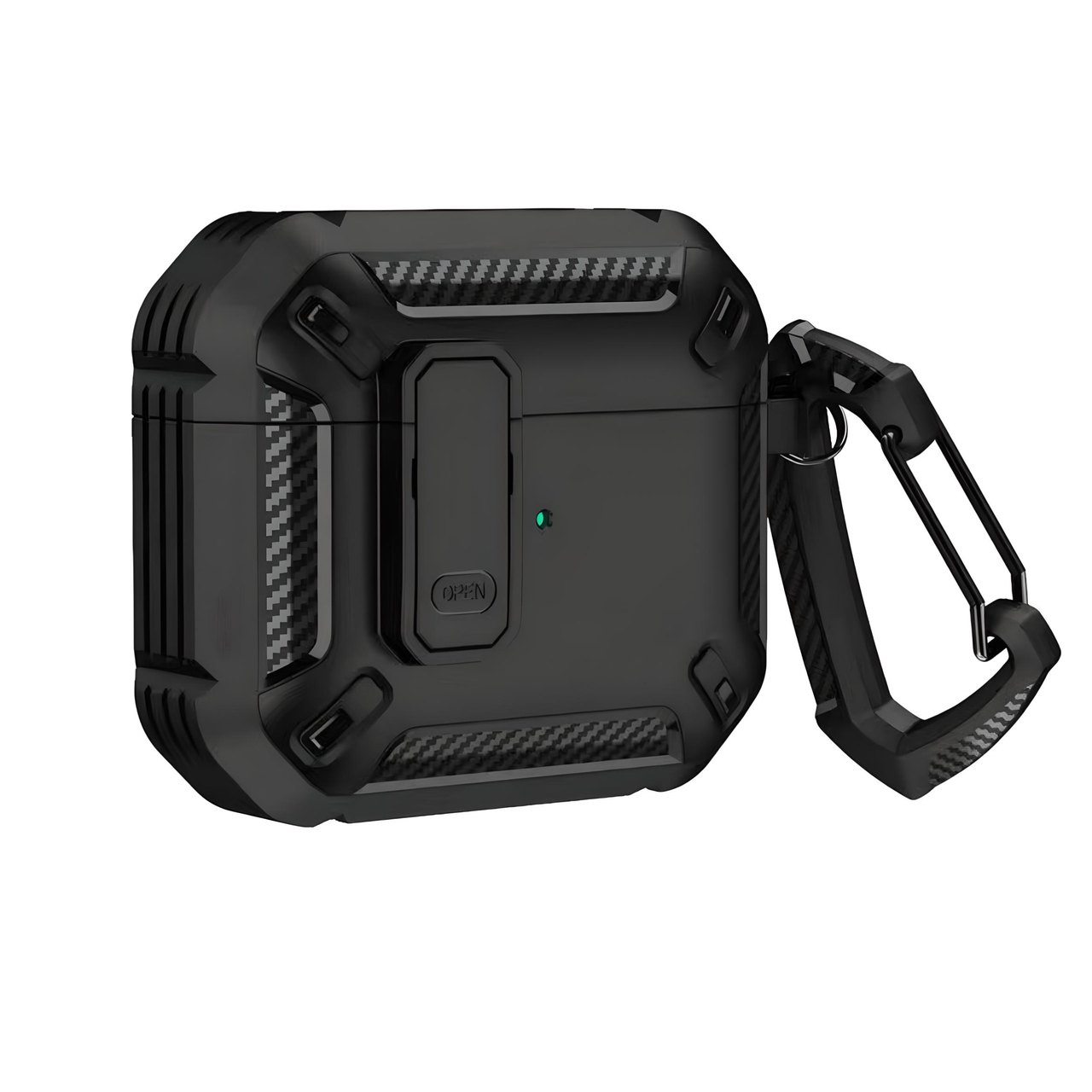 Чехол противоударный для AirPods 3 с карабином и защелкой Open Black (2058598737)