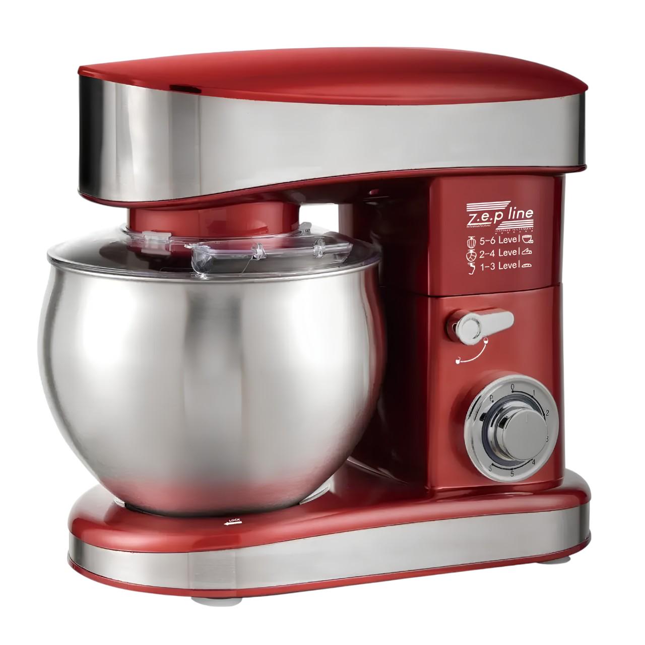 Тістоміс для кухні Zepline стаціонарний на 6 скоростей с 3 насадками 3500 Вт 7 л Червоний (ZP-137 ) - фото 2