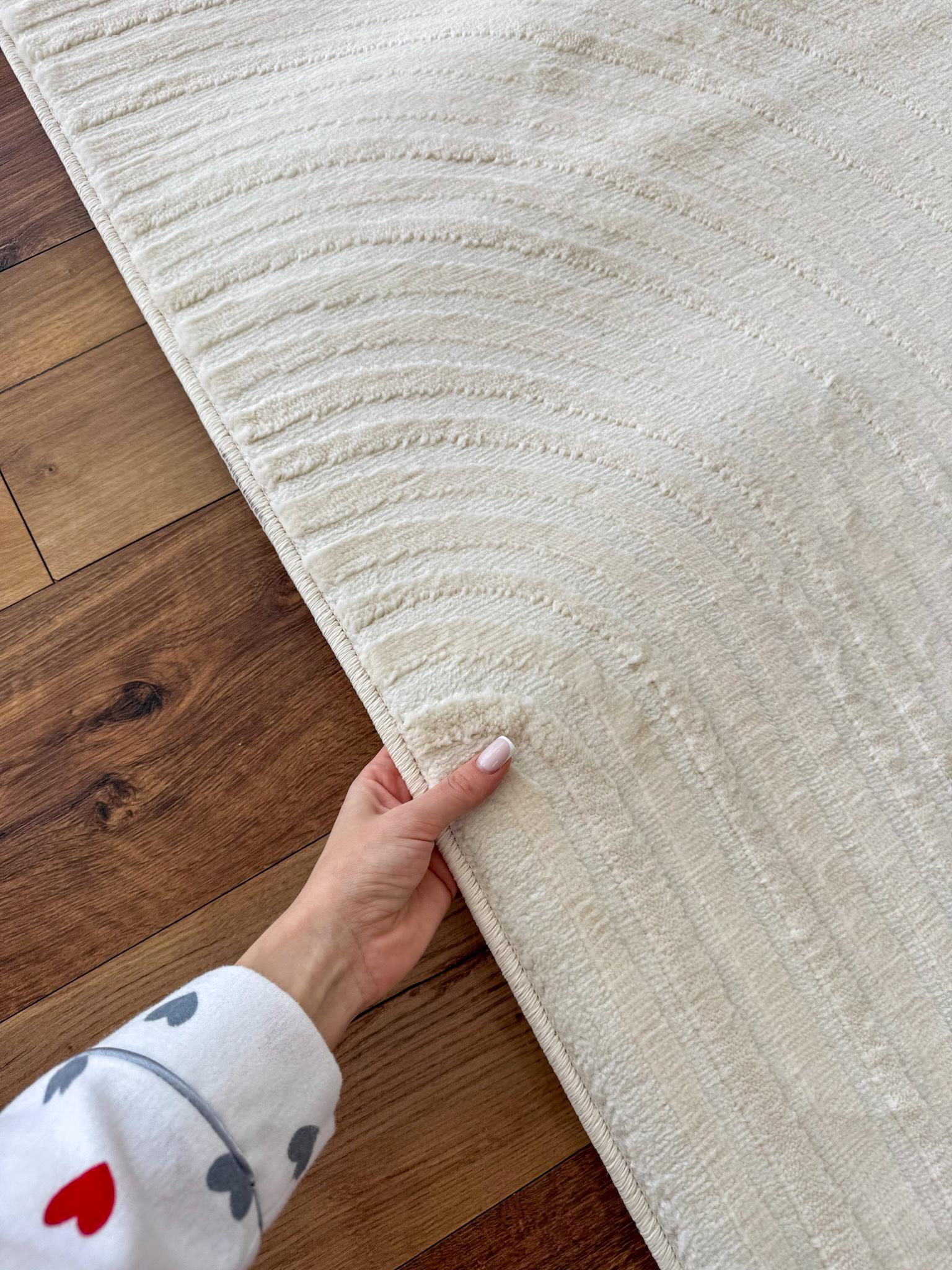 Килим низьковорсовий рельєфний з геометричним візерунком 240х340 см Білий - фото 5 Килим низьковорсовий рельєфний з геометричним візерунком 240х340 см Білий - фото 5