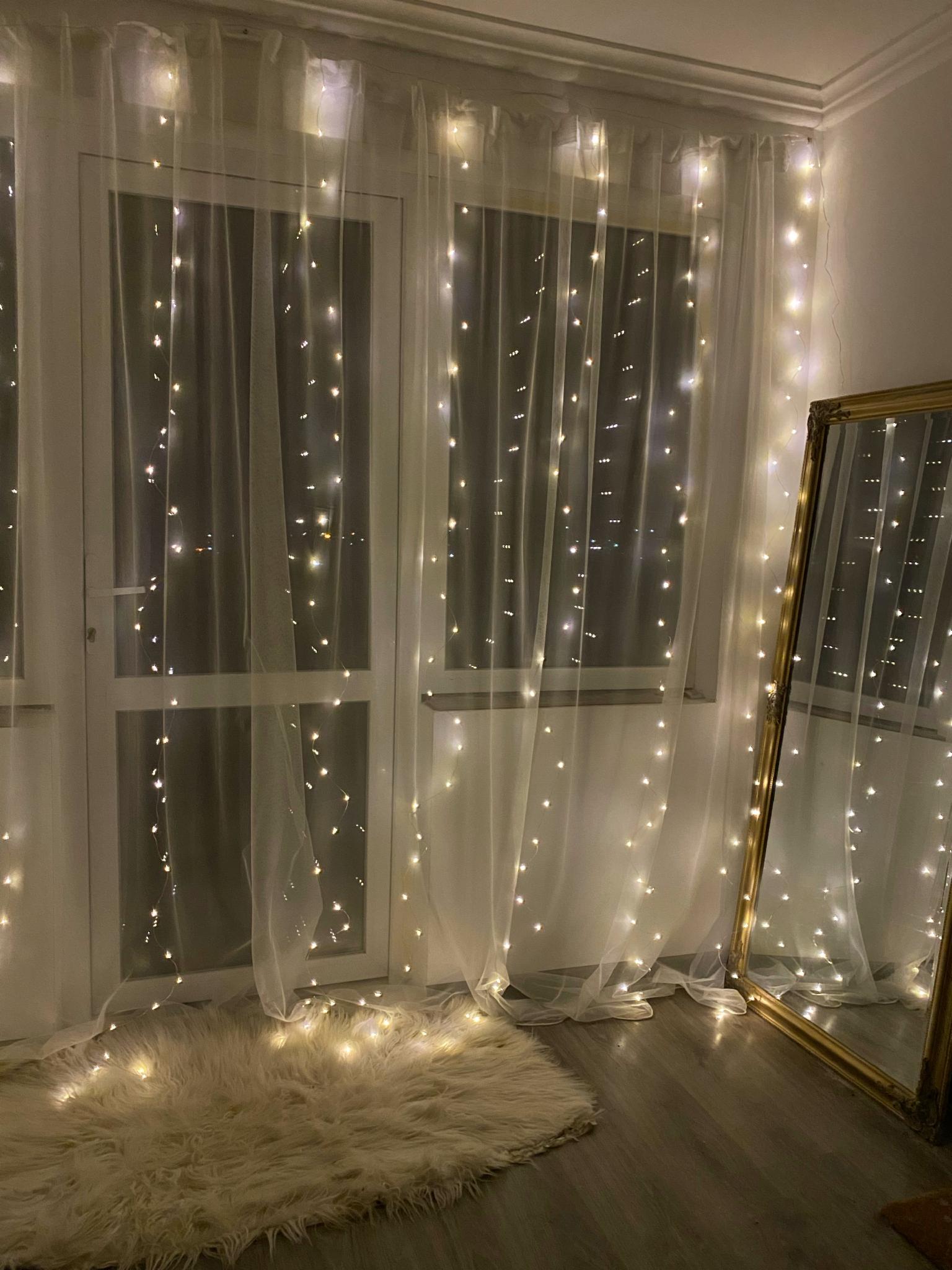 Гірлянда Шторка Роса 3/3 300 ламп з пультом керування 8 режимів таймер білий теплий (1243)