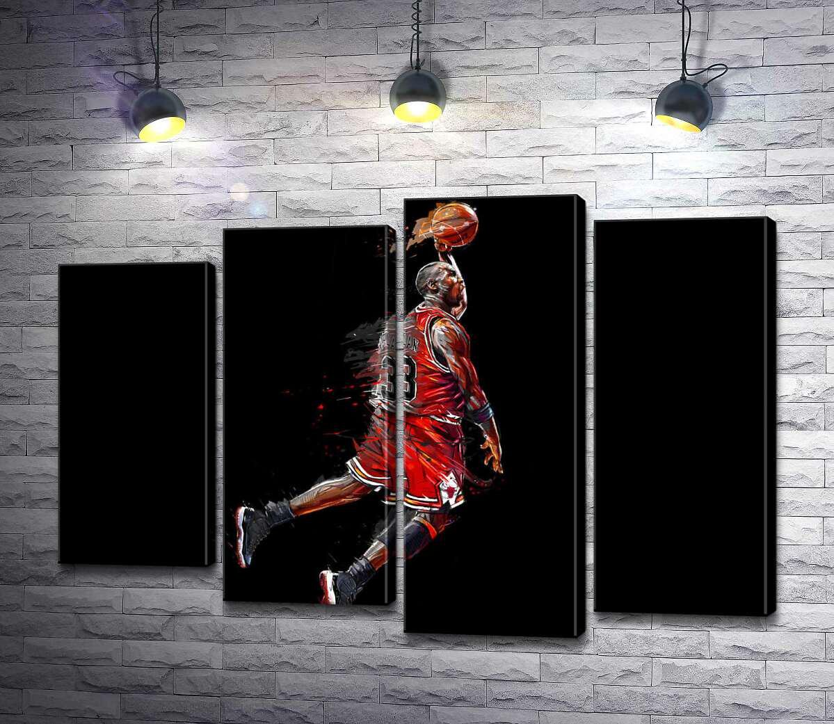 Модульная картина ArtPoster Легендарний баскетболіст, Майкл Джордан (Michael Jordan), в стрибку 80x58 см Модуль №21 (001034)