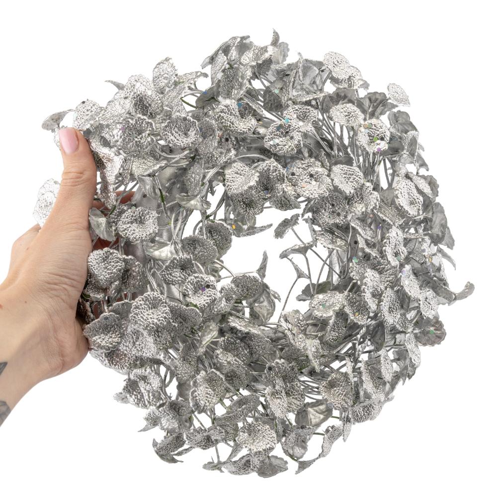 Новорічний вінок для декору Подарунок чарівництва із пластику Срібний (147-81-2010-159) - фото 3 Новорічний вінок для декору Подарунок чарівництва із пластику Срібний (147-81-2010-159) - фото 3