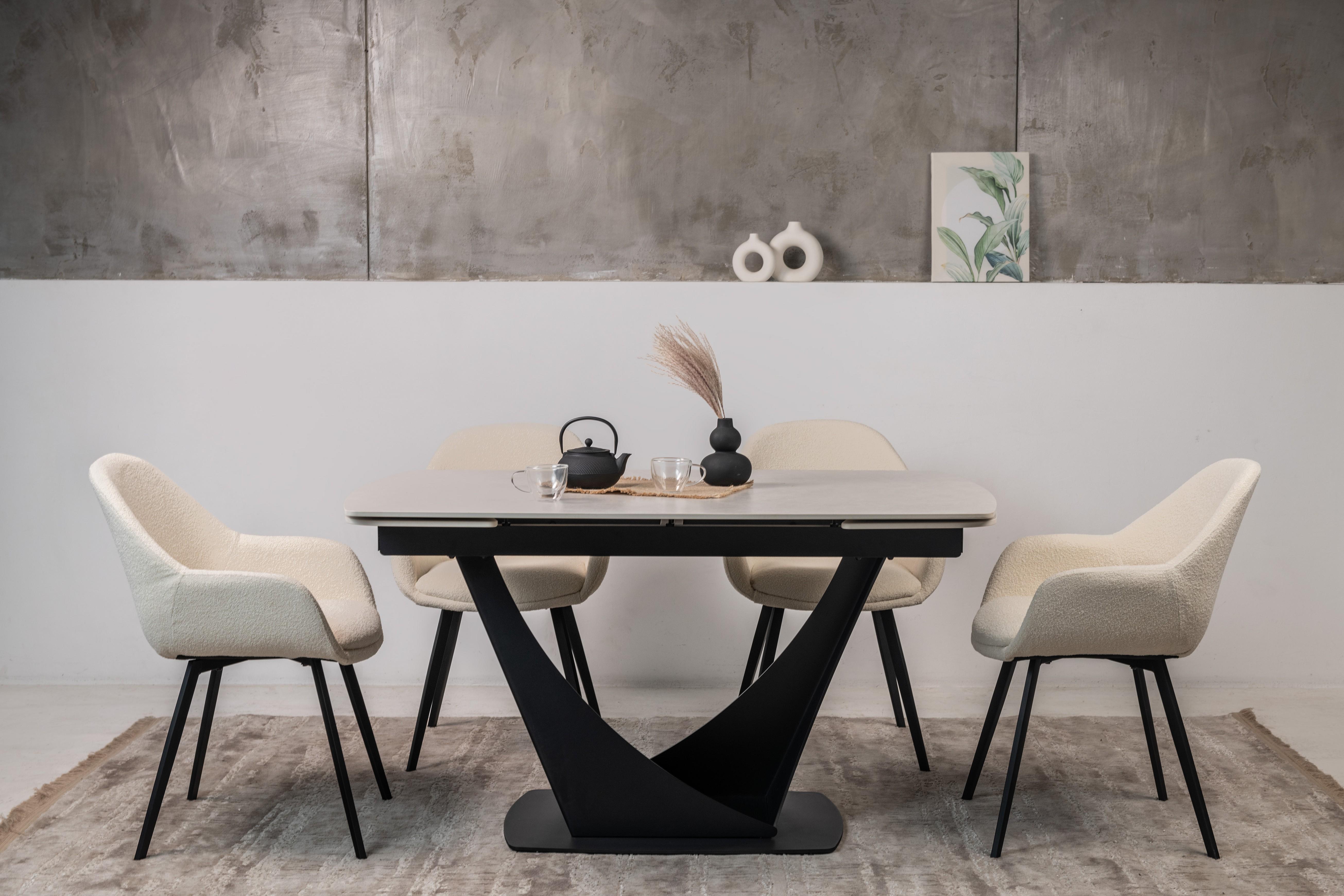 Стіл обідній розсувний Vetro Mebel Еліо 1400- 2000x900x760 мм Крема делікато/Чорний (TМL-990) - фото 12 Стіл обідній розсувний Vetro Mebel Еліо 1400- 2000x900x760 мм Крема делікато/Чорний (TМL-990) - фото 12